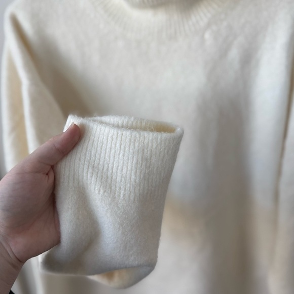 Zara Wool Blend Turtleneck Mini Knit Dress In Oyster White Size Large - Picture 6 of 9